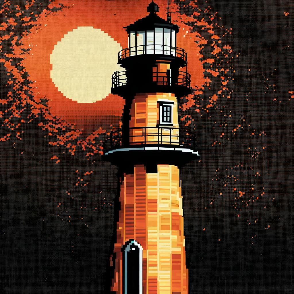 Pixel Art Lighthouse in Pixelpunk Style