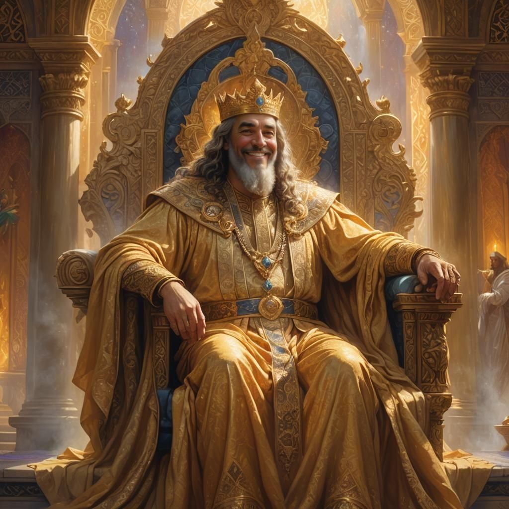 Smiling King Solomon in Ethereal Style