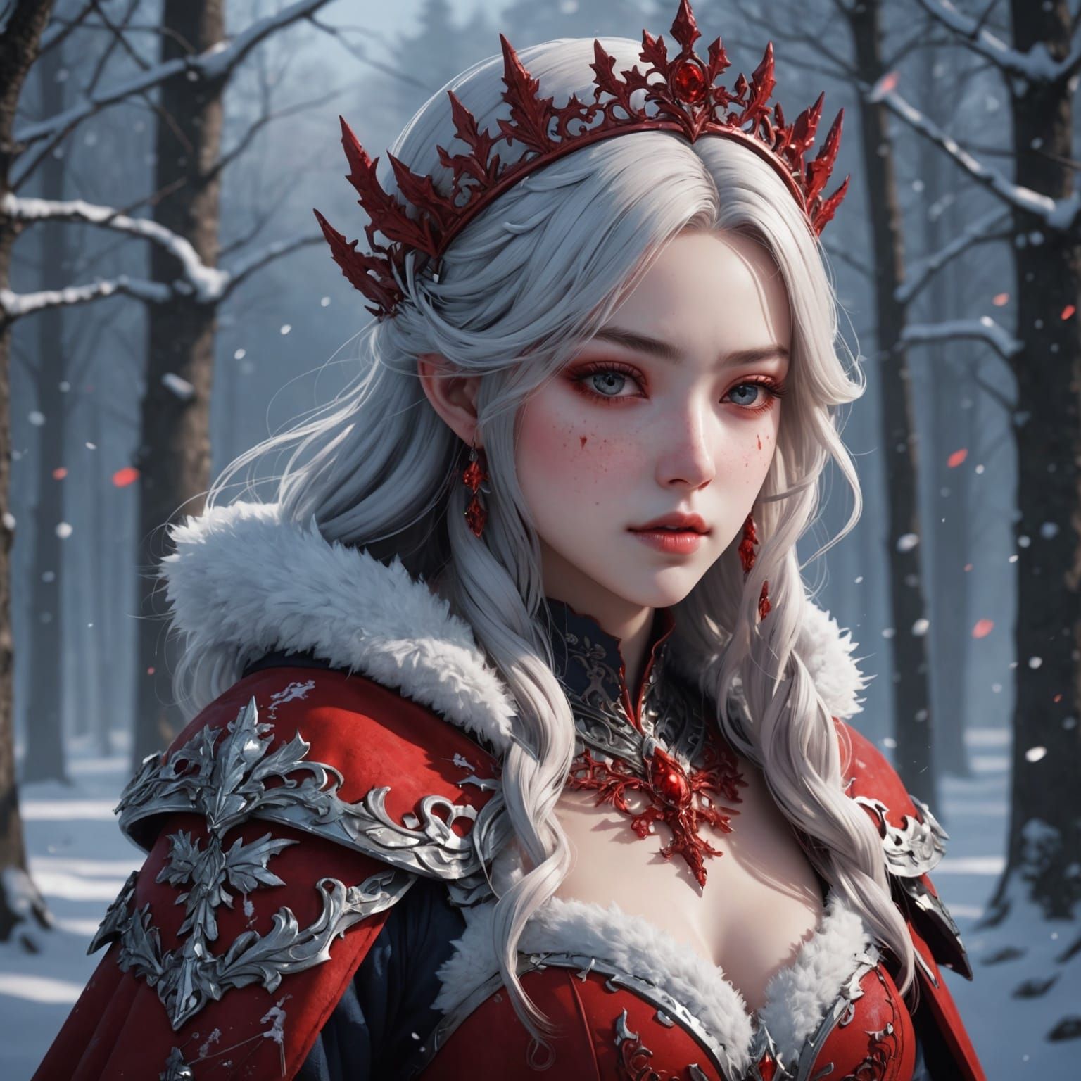 Detailed 3D Anime Art of Bloody Snow Princess