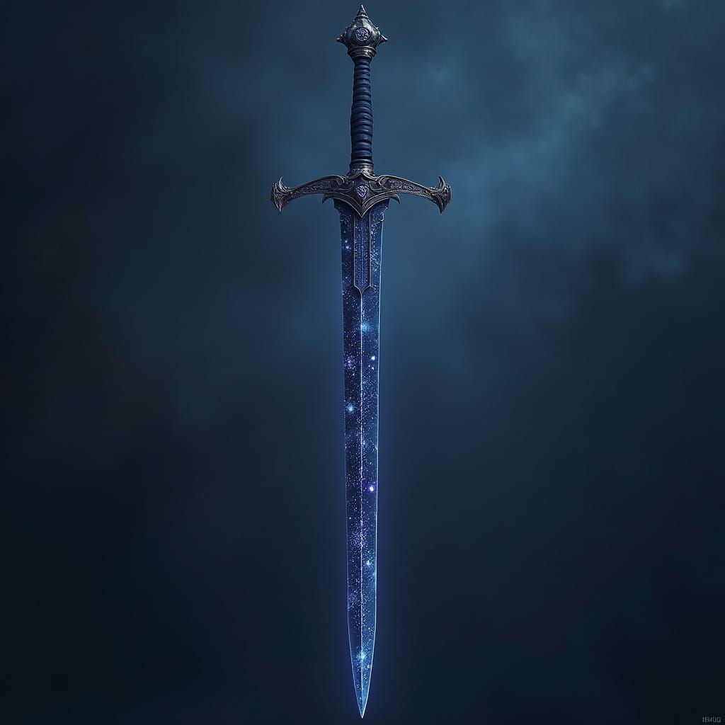 Ethereal Longsword with Constellation-Inlaid Blade in Midnig...