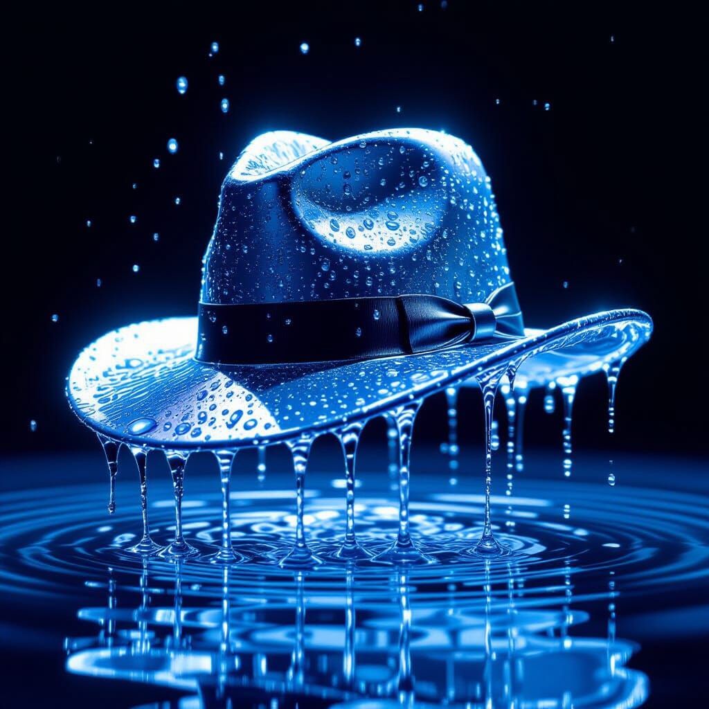 Water Fedora Hat Sculpted in Surrealist Style