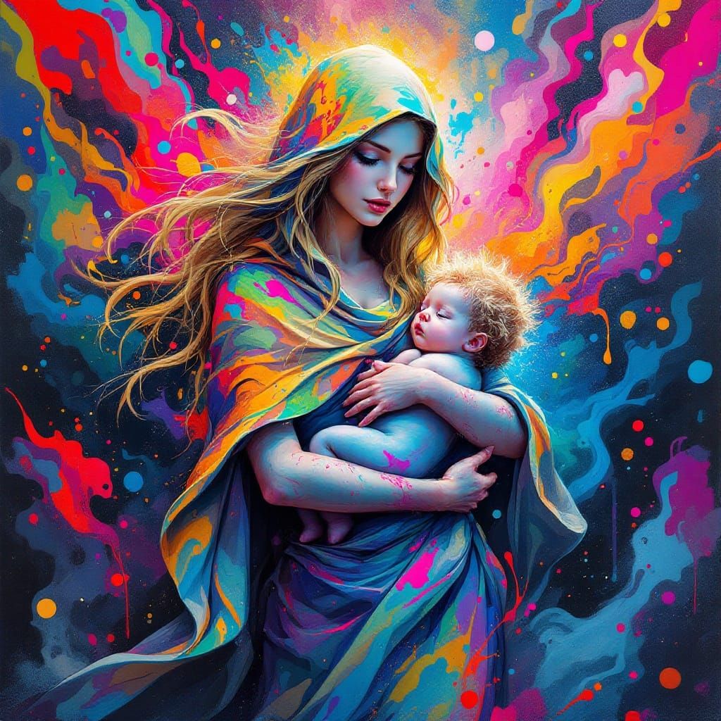 Vibrant Goddess of Greek Mythology in Urban Graffiti Style