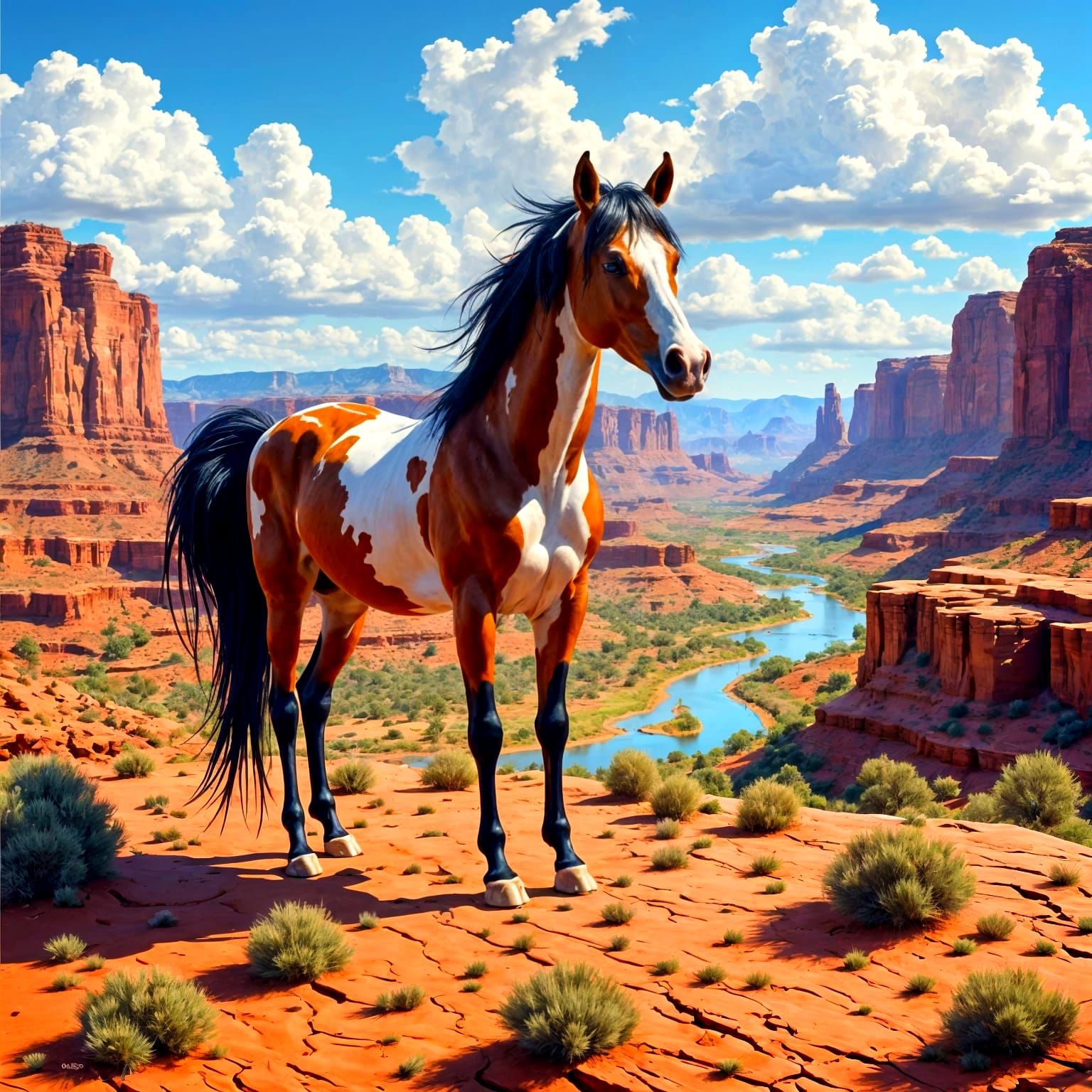 Wild Mustang Overlooking Sedona Desert Valley