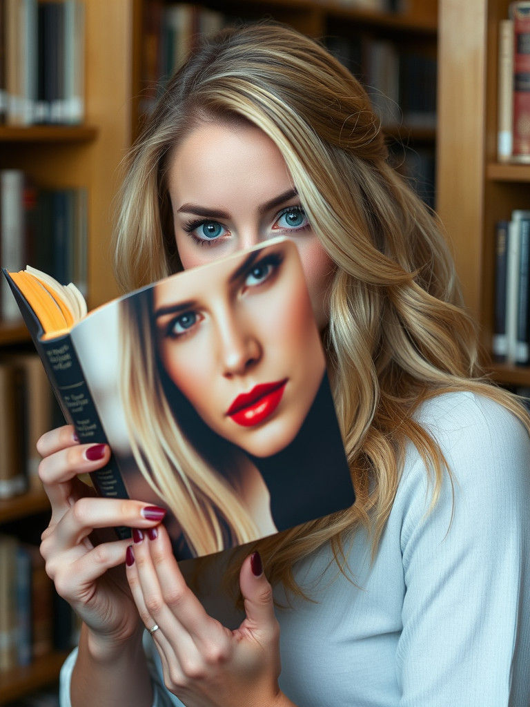 Blonde Woman Reading: An Illusion in the Library