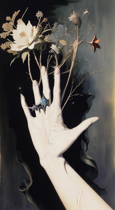 Surreal Hand in Dreamlike Photogram