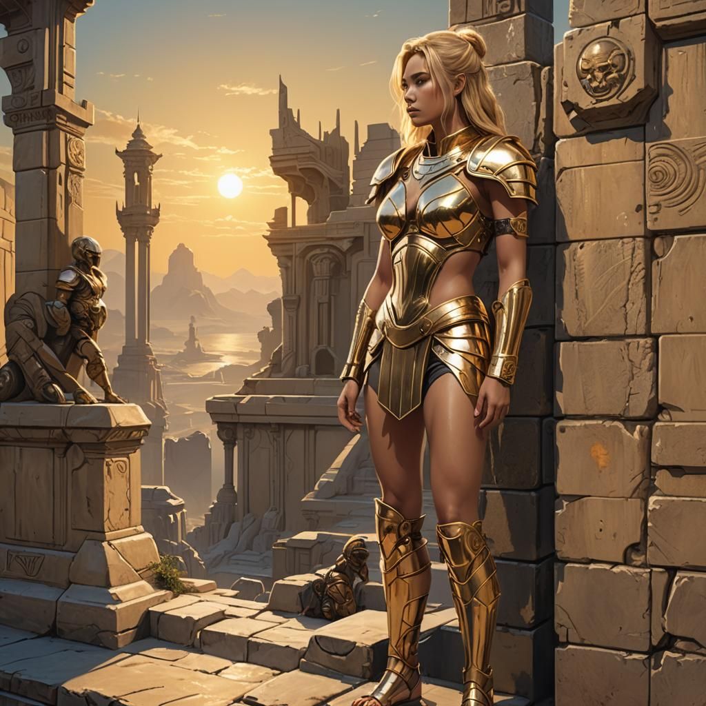 Sci-Fi Gladiator Sunset: Inspired by Syd Mead and Giger