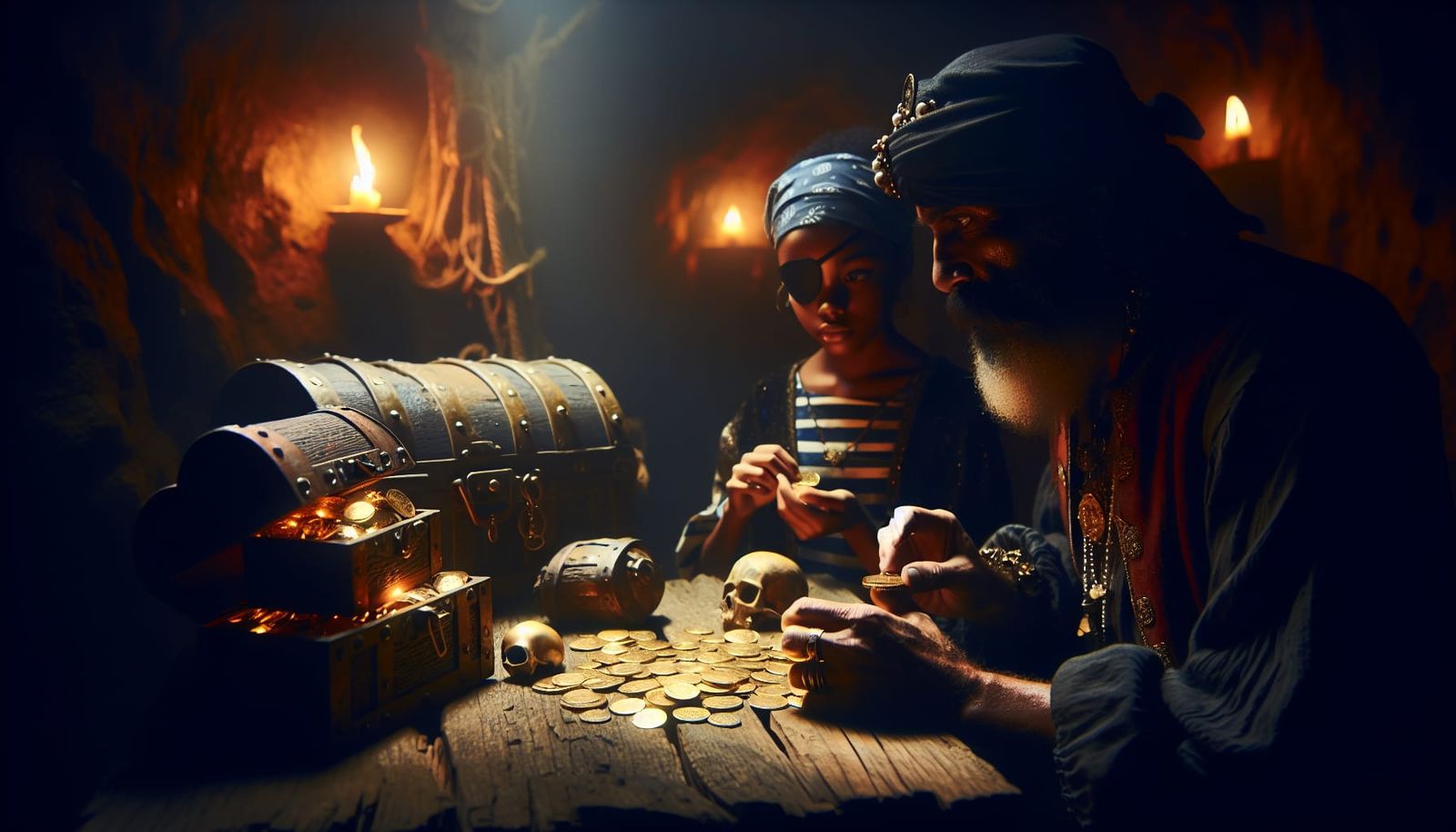 Pirates Count Treasure in Hidden Cavern