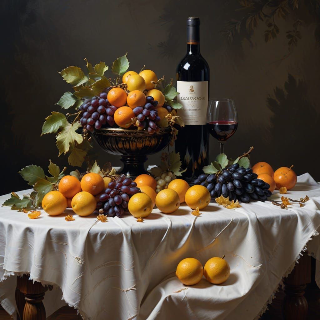 Lavish Fruit Still Life in Rich Impasto Style