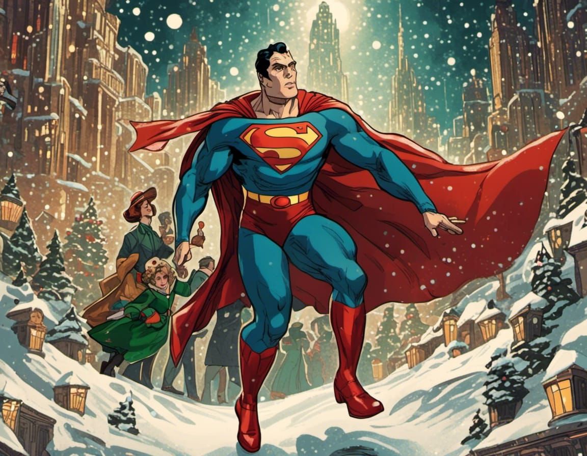 <lora:Art Deco:1.0> Superman::as Ebeneezer Scrooge::Ghost of...