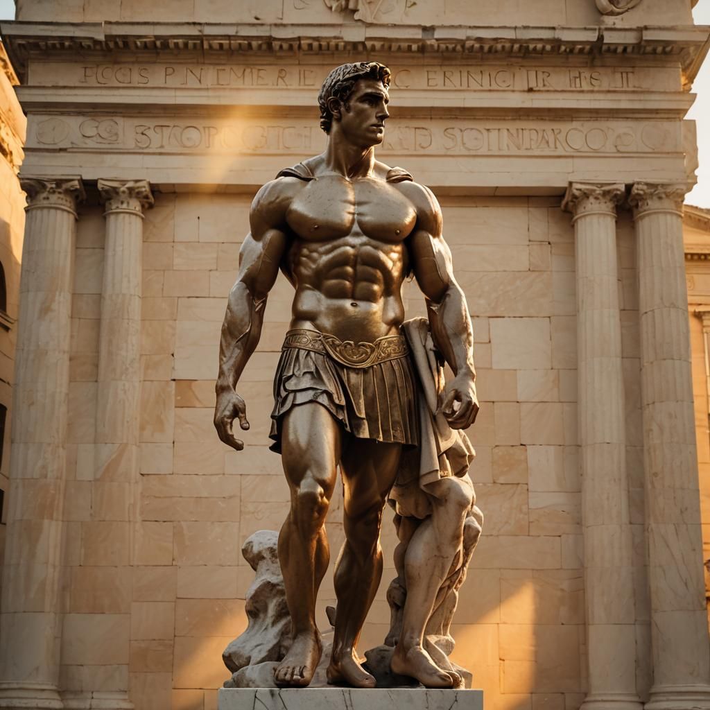 Roman Bodybuilder Statue in Ancient Greek Style