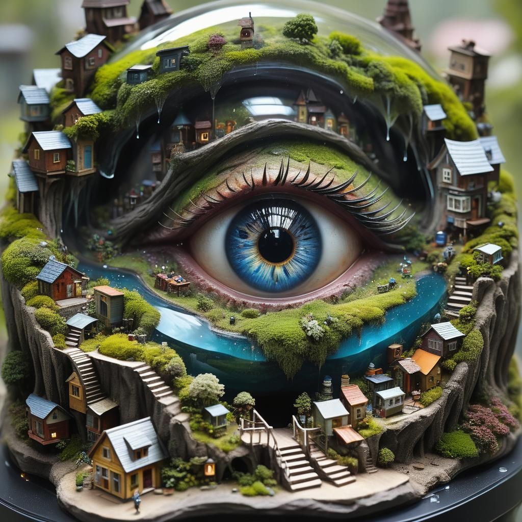 Surreal Miniature Worlds Inside and Outside Glass Eyes