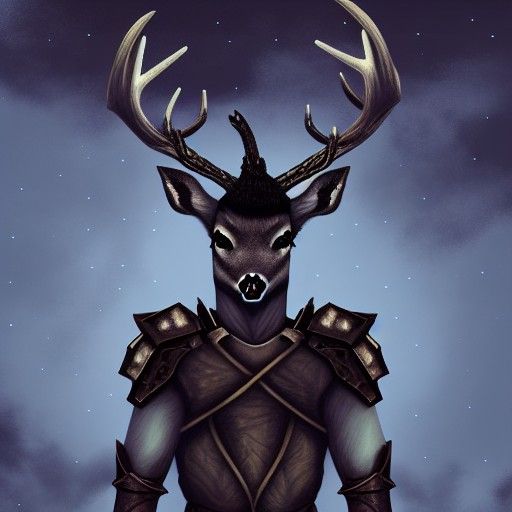Armored Deer Warrior in Dark Haze