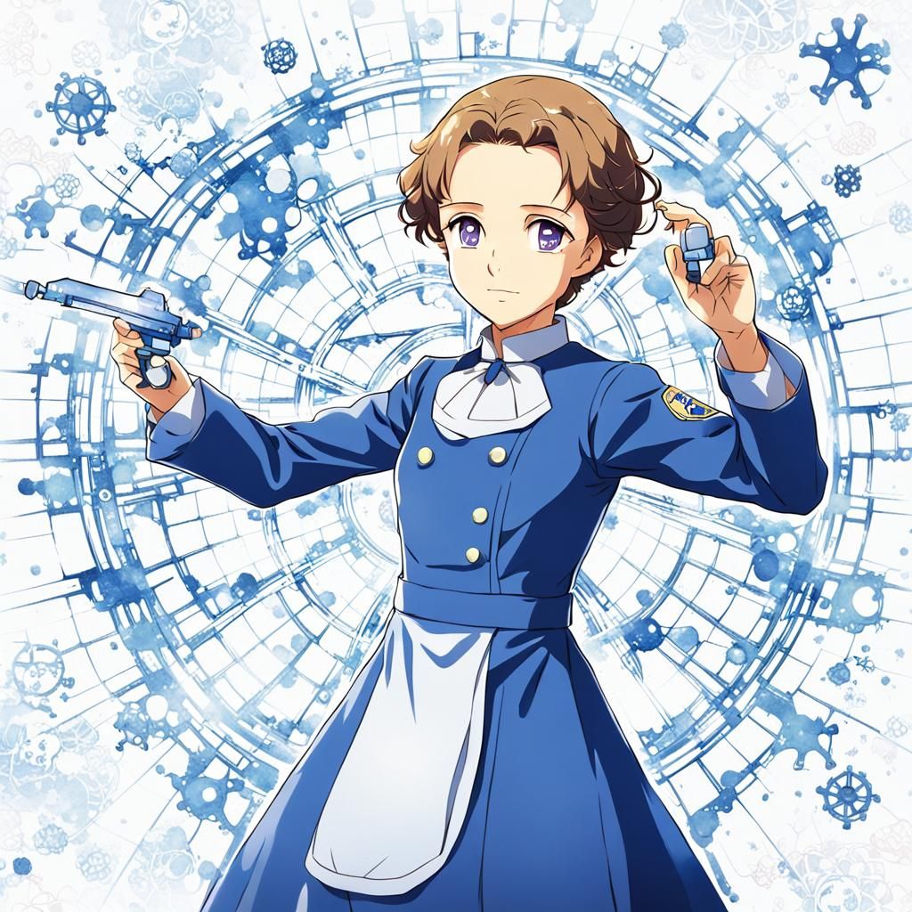 Marie Curie in Anime Key Visual Style