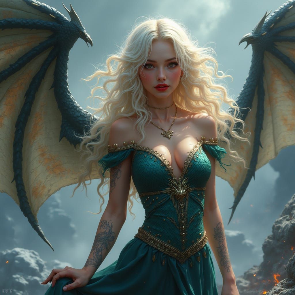 Glamorous Dragon Queen in Ice, Fire, and Smoke