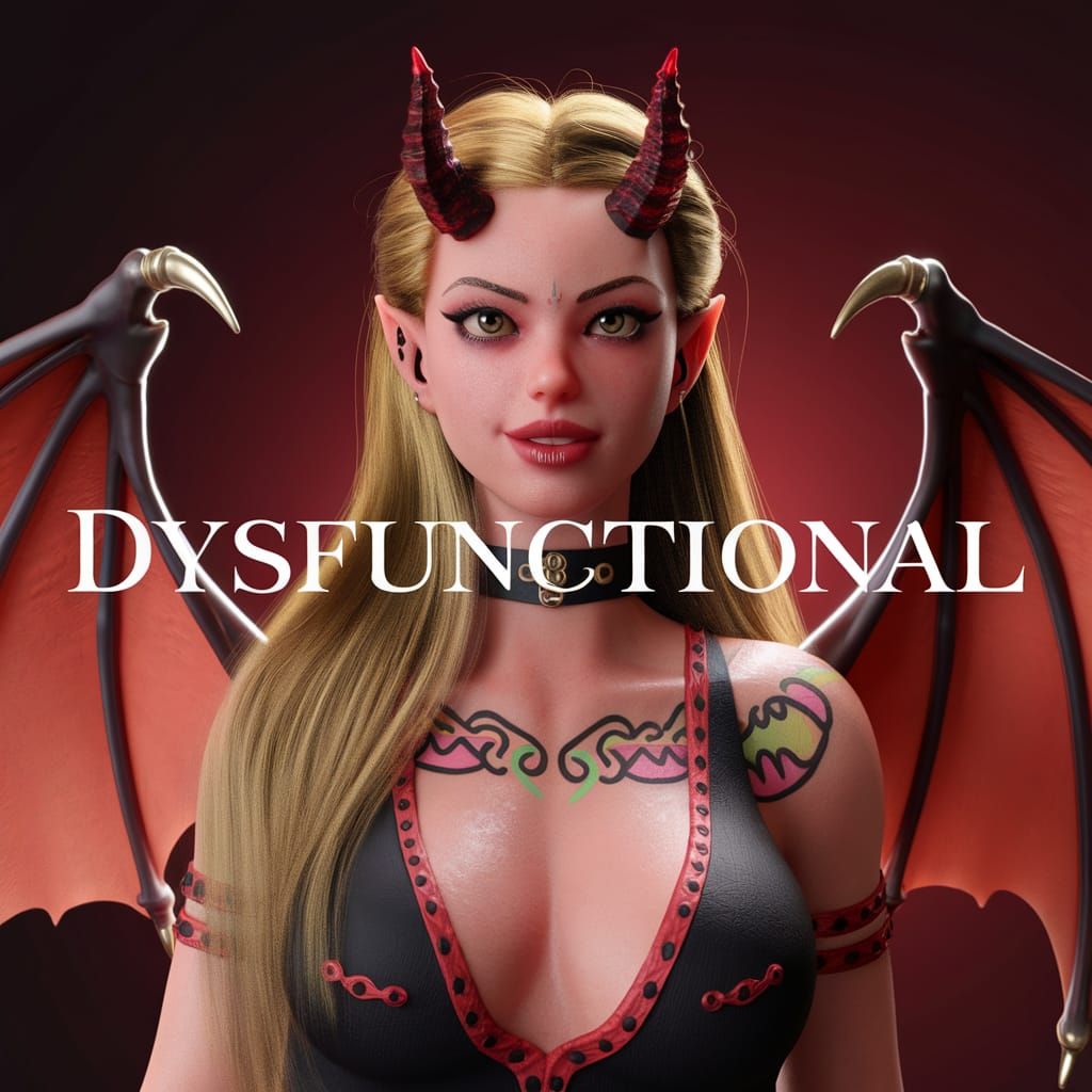Blonde Female Demon in 3D Render