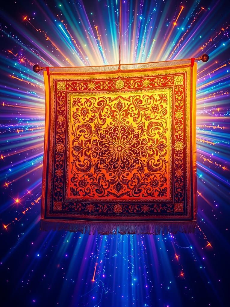Gilded Persian Rug in Fractal Light Explosion