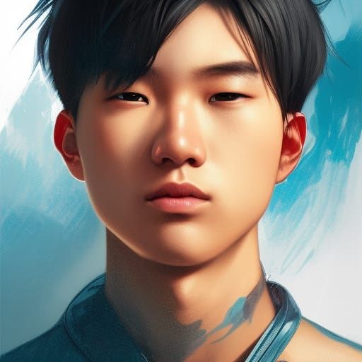 Hyperdetailed Portrait of a Hot Asian Eboy