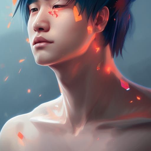 Hyperdetailed Portrait of Hot Asian Eboy in Digital Art
