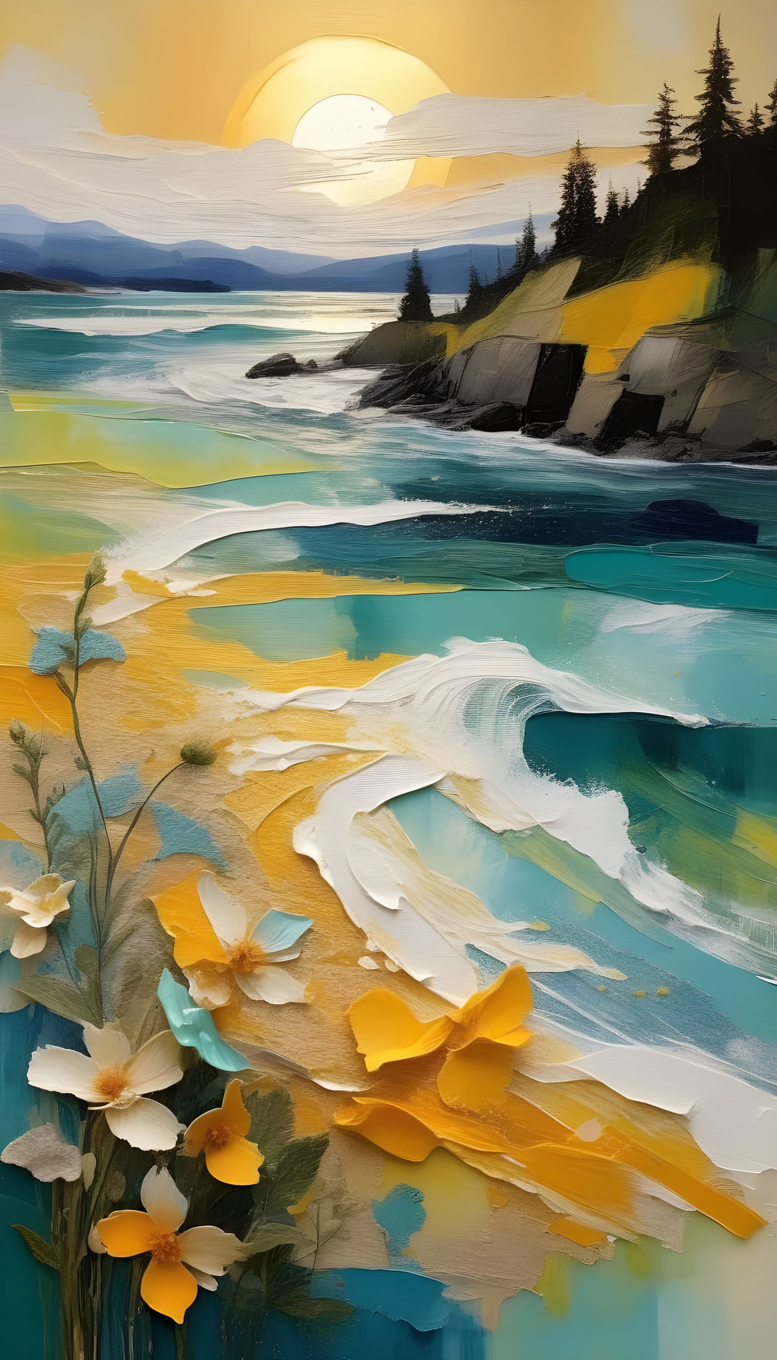 Ethereal Beachscape in Watercolor Style