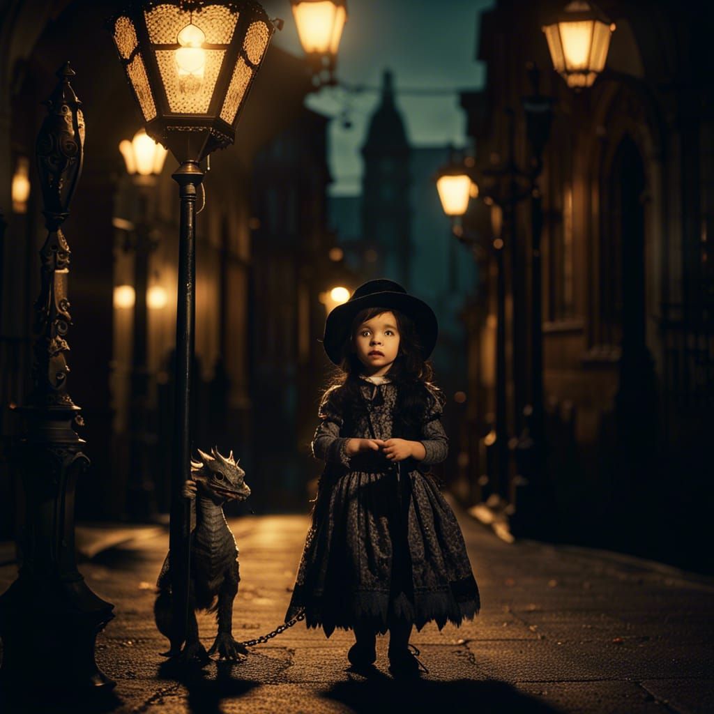 Victorian Witch Walks Dragon: Film Noir Style