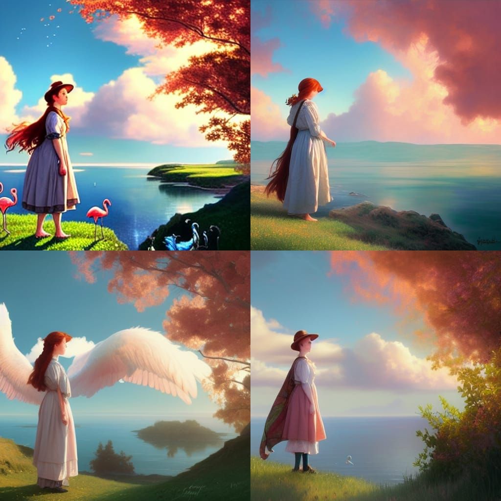 Anne of Green Gables Portrait in Art Nouveau Style