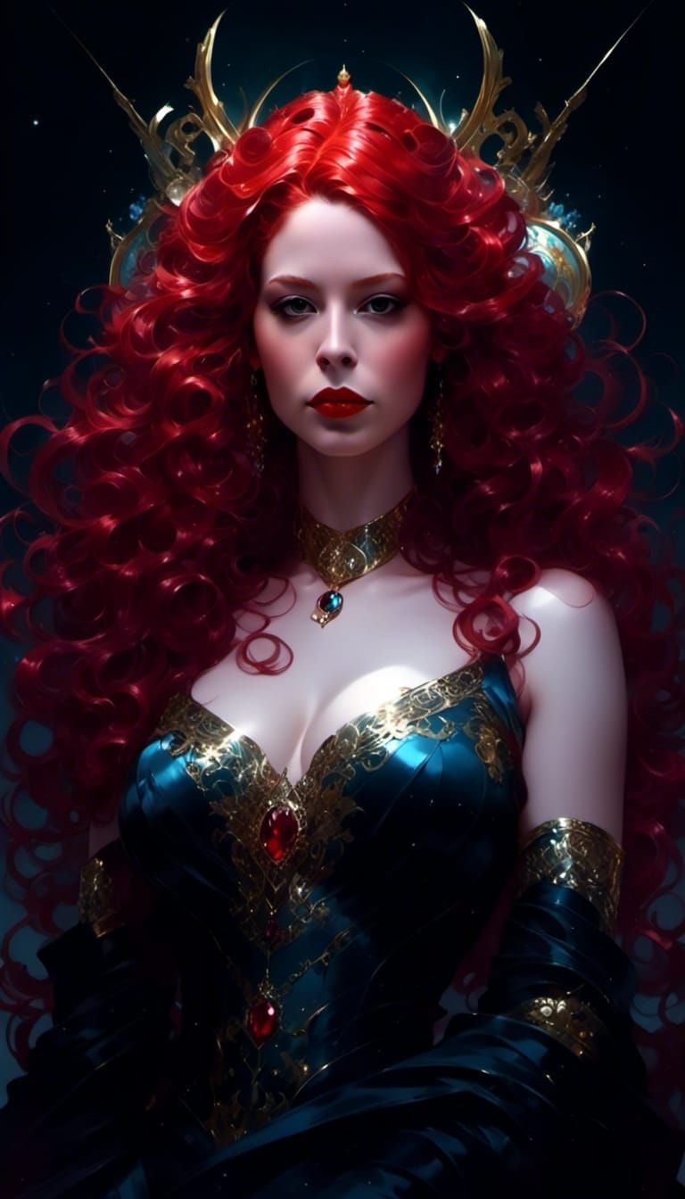 Gorgeous Red-Haired Queen: A Digital Art Masterpiece