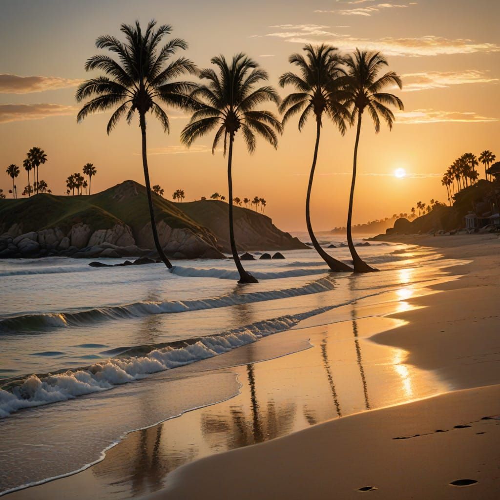 San Diego Beach Sunset with Warm Golden Light