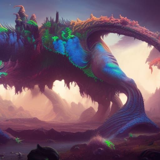 Fantastical Strange Animal in Detailed Matte Painting