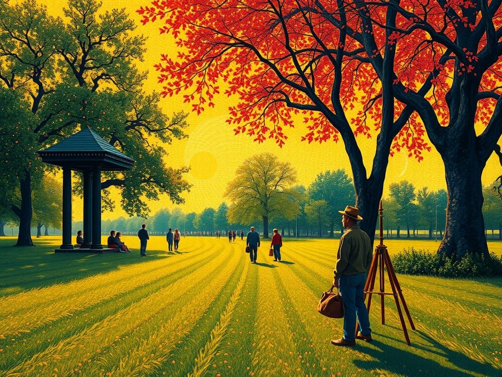 Vibrant Pointillist Recreation of La Grande Jatte