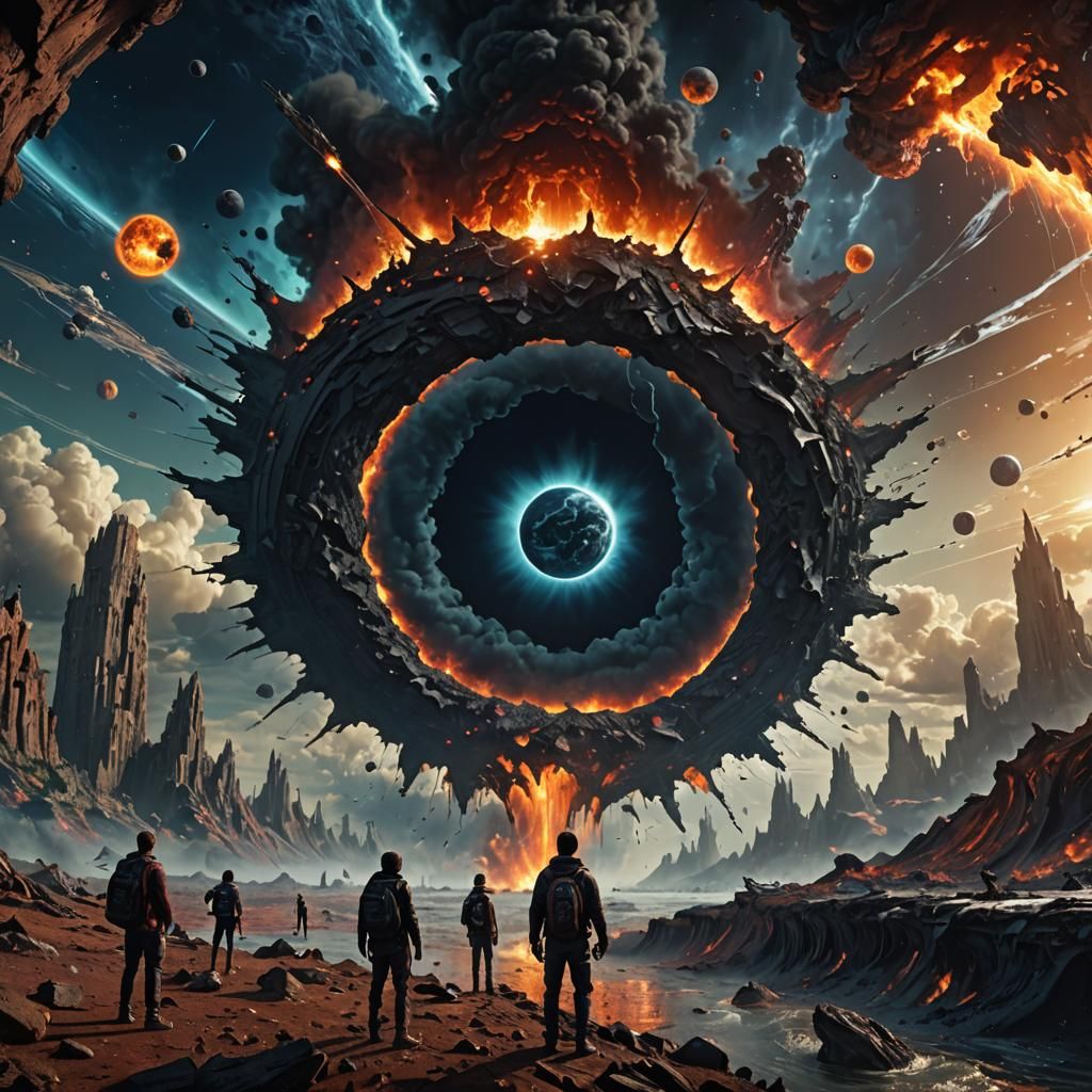 Planet Swallowed by Black Hole: Detailed Matte Painting