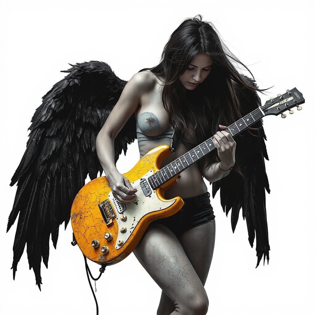 Dark Fantasy Woman Plays Electric Guitar