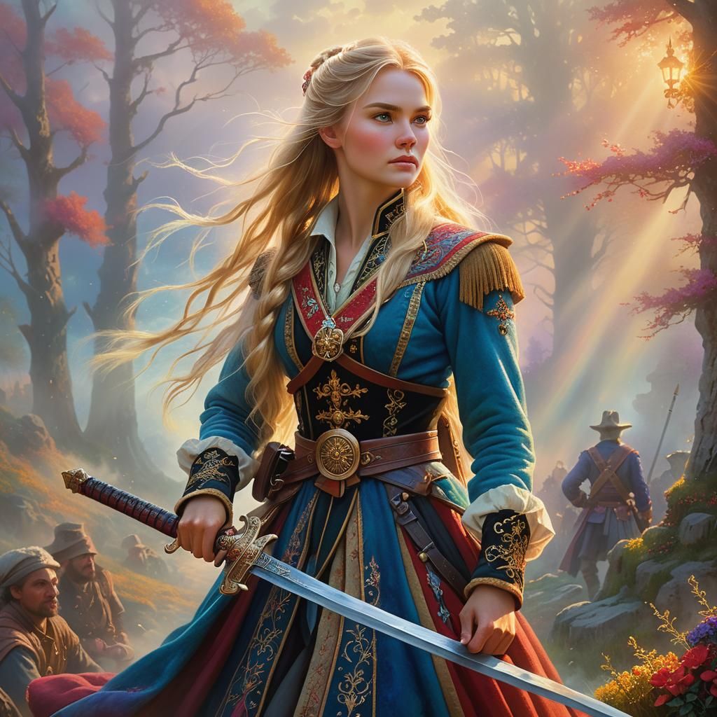 Ethereal Cossack Warrior in Hyperrealistic Fantasy Art