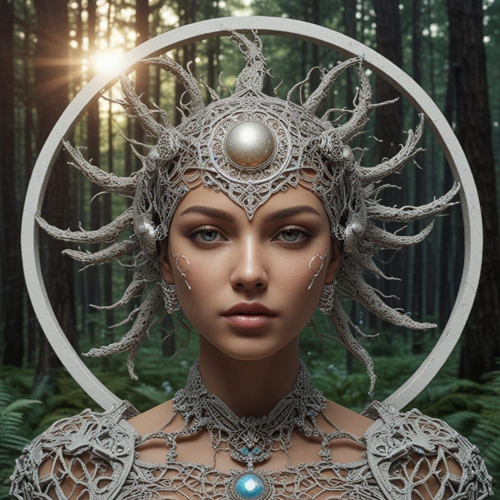 Ethereal Transhumanist Goddess Unites Cosmos and Nature in S...