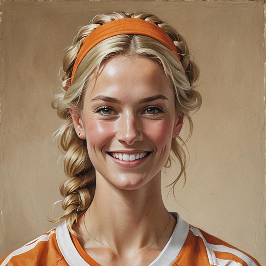 Smiling Dutch Soccer Fan in Oil Painting Style