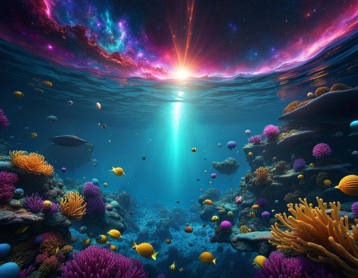 Underwater Collision: Force Meets Object in Starry Universe