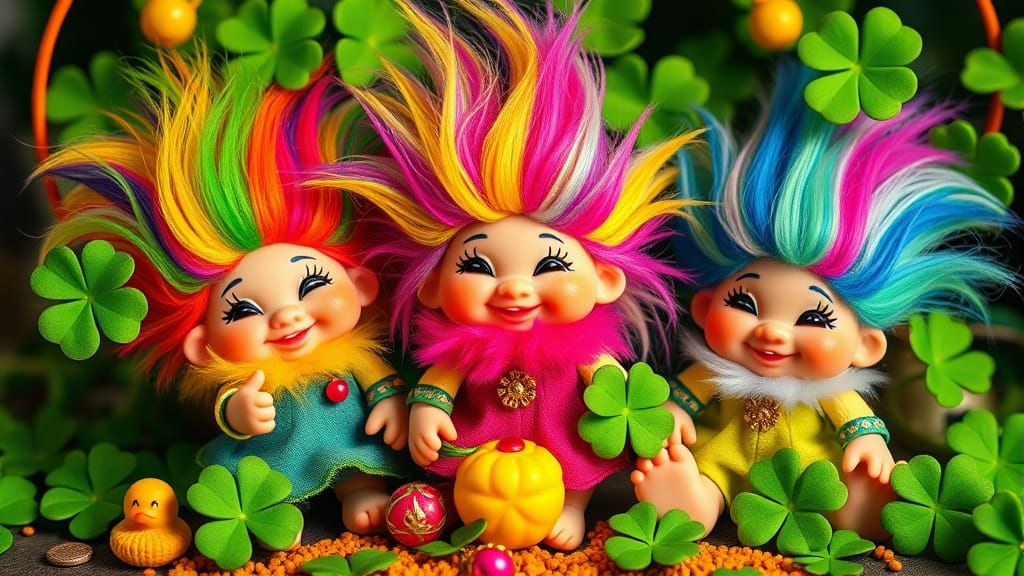 Colorful Troll Dolls with Lucky Charms