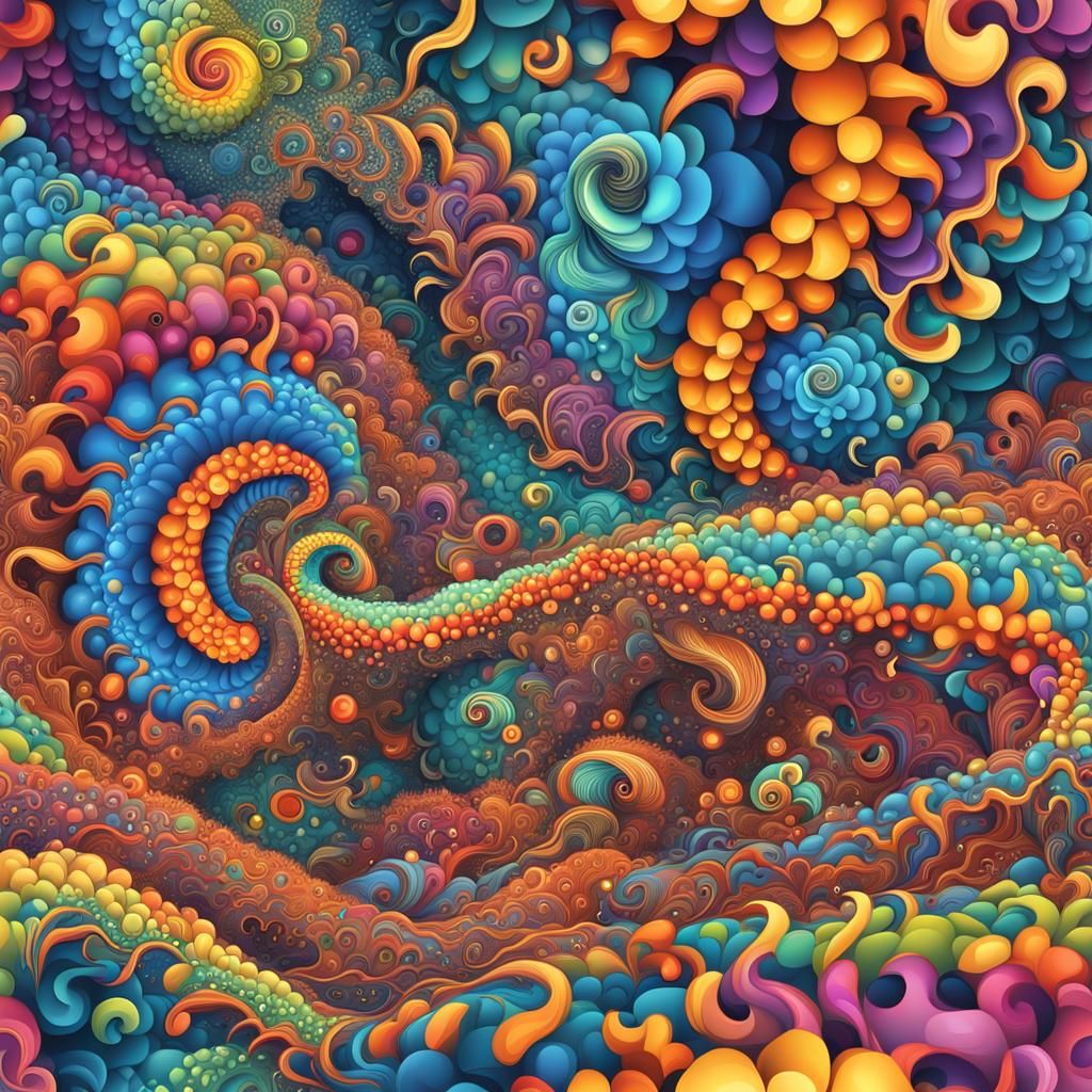 Psychedelic Worms Bursting with Ideas in Vivid Colors