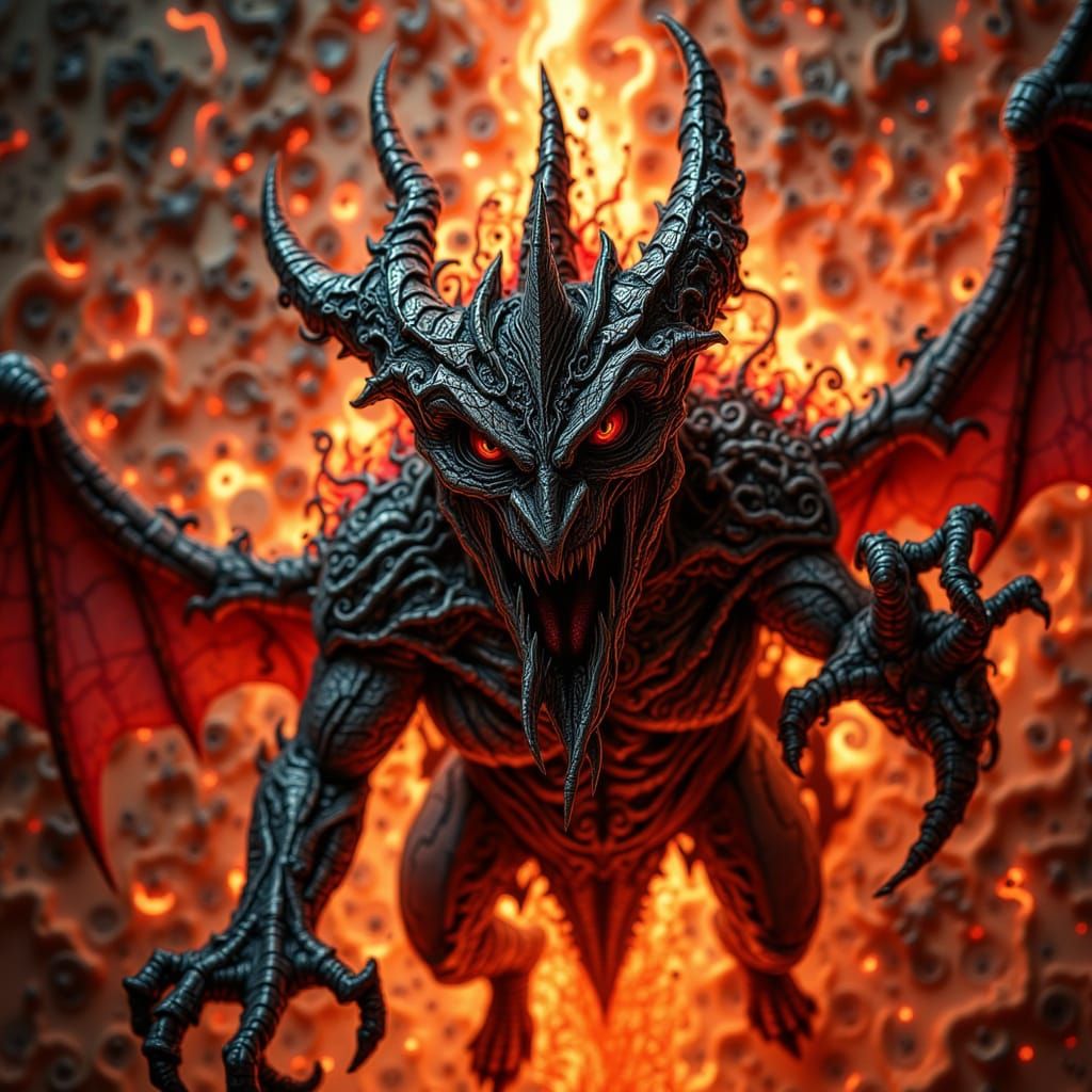 Intense Charizard Concert Photo in Maximalist Style