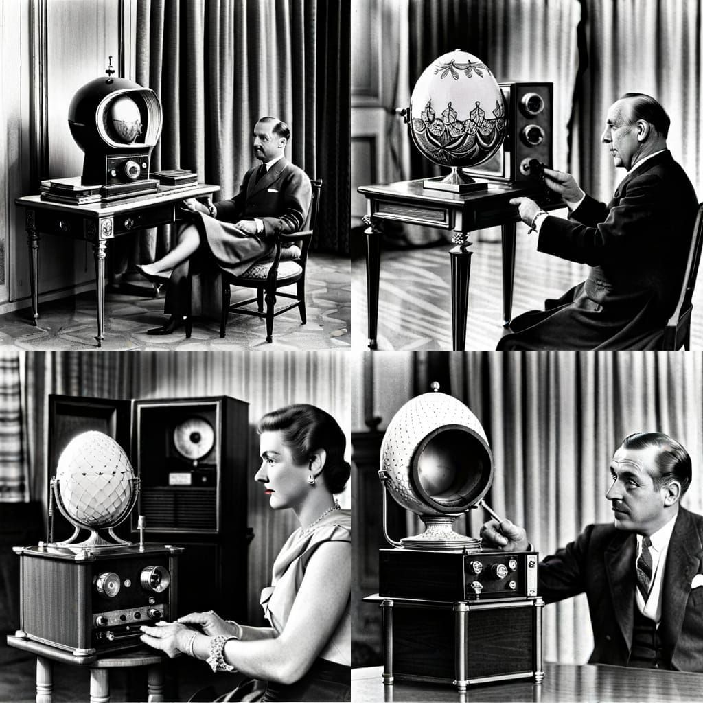 Fabergé Egg on a Vintage Television Set