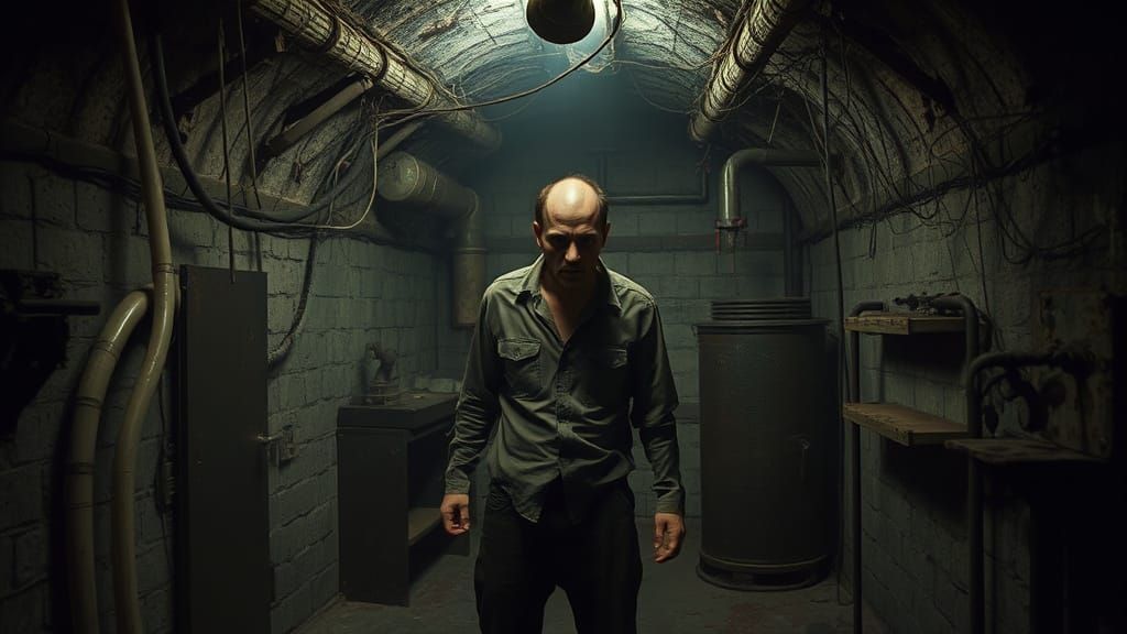 Ominous Serial Killer in a Dystopian Death Cellar