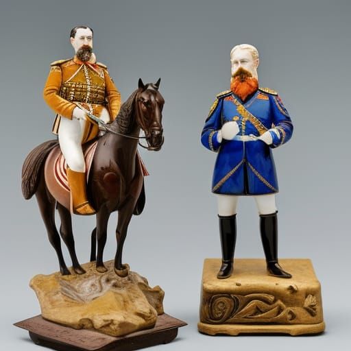 Gzhel Ceramic Figurine of Budyonny on Horseback