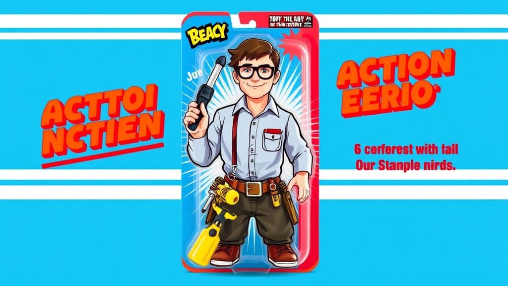 Retro-Style Action Hero Blister Package in Nostalgic 80s Col...