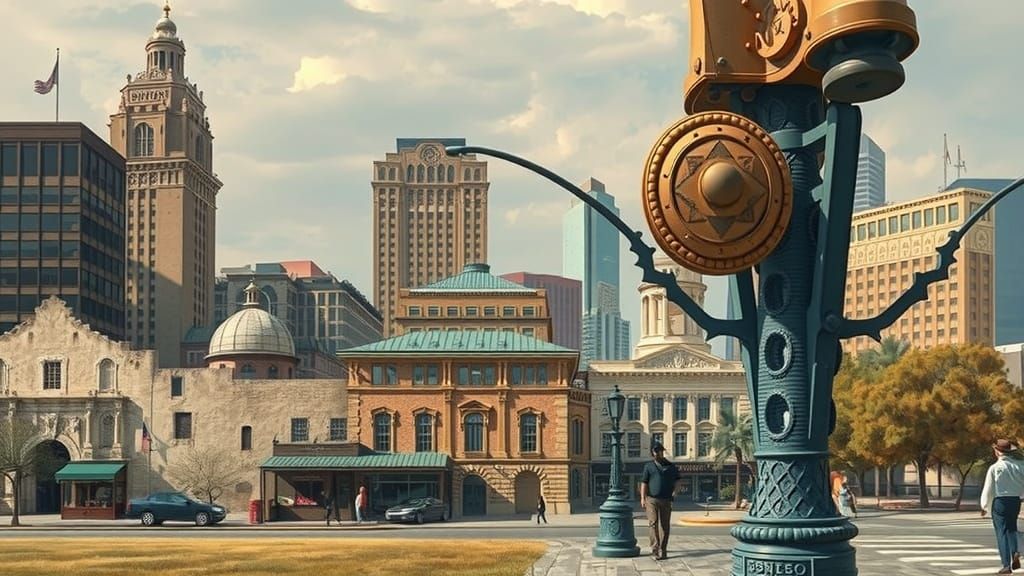 San Antonio Skyline: Retro-Futuristic Cityscape