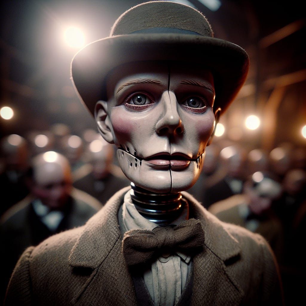 Creepy Lifelike Ventriloquist Mannequin in Horrorcore Style