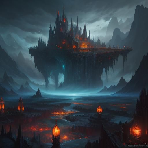 Terrified Woman in Detailed Fantasy Matte Painting