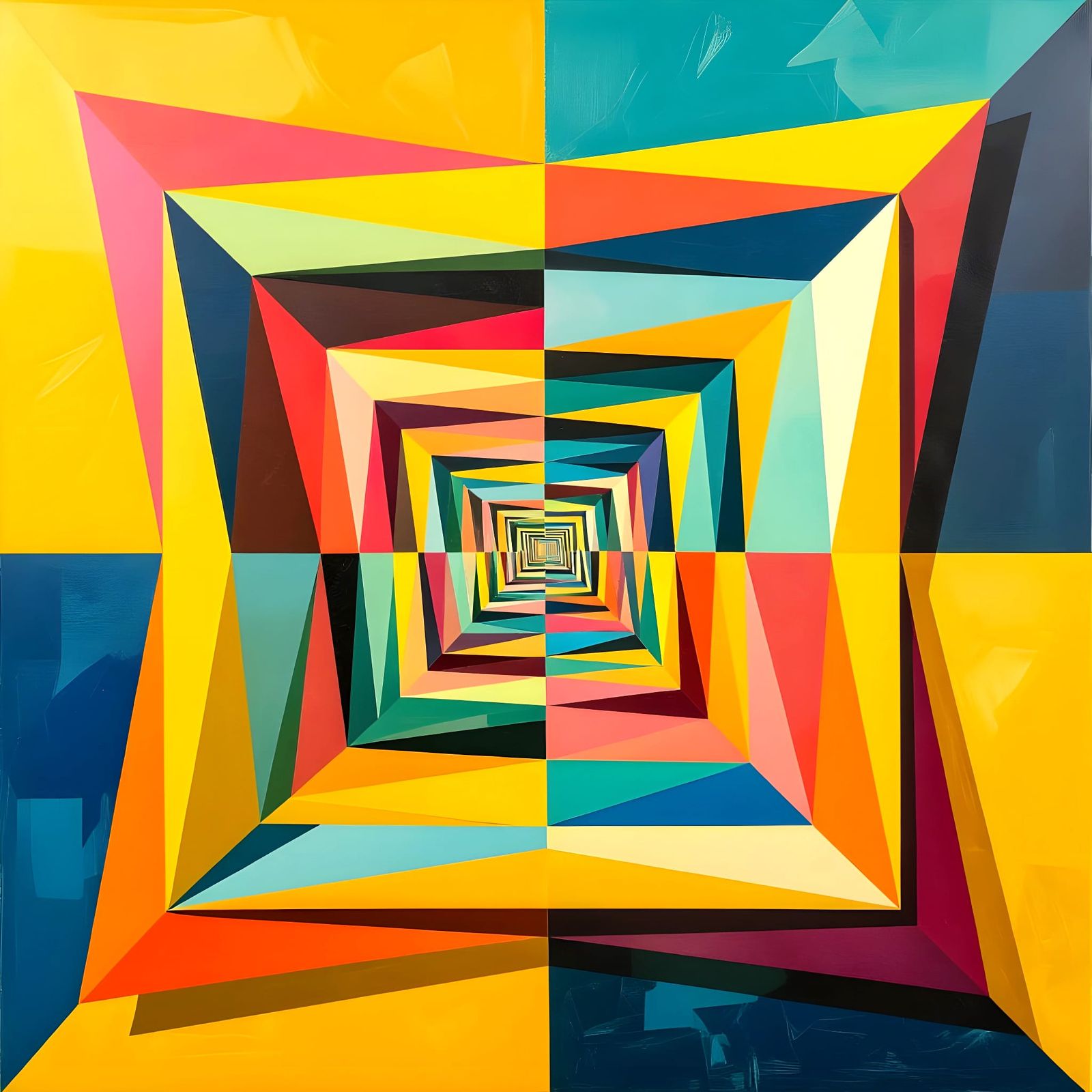 Surreal Geometric Dreamscape with Impossible Angles