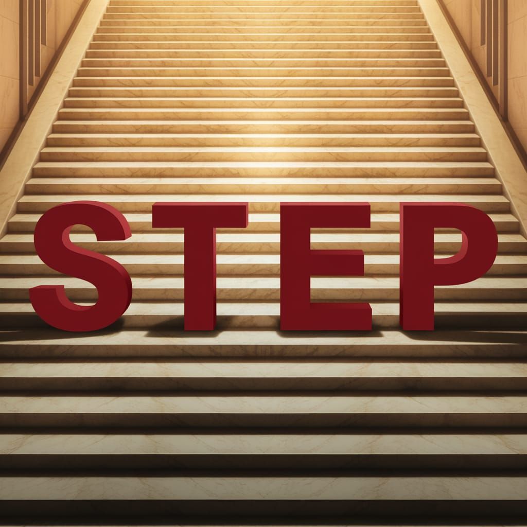 Luxurious Atrium with Red Marble Steps