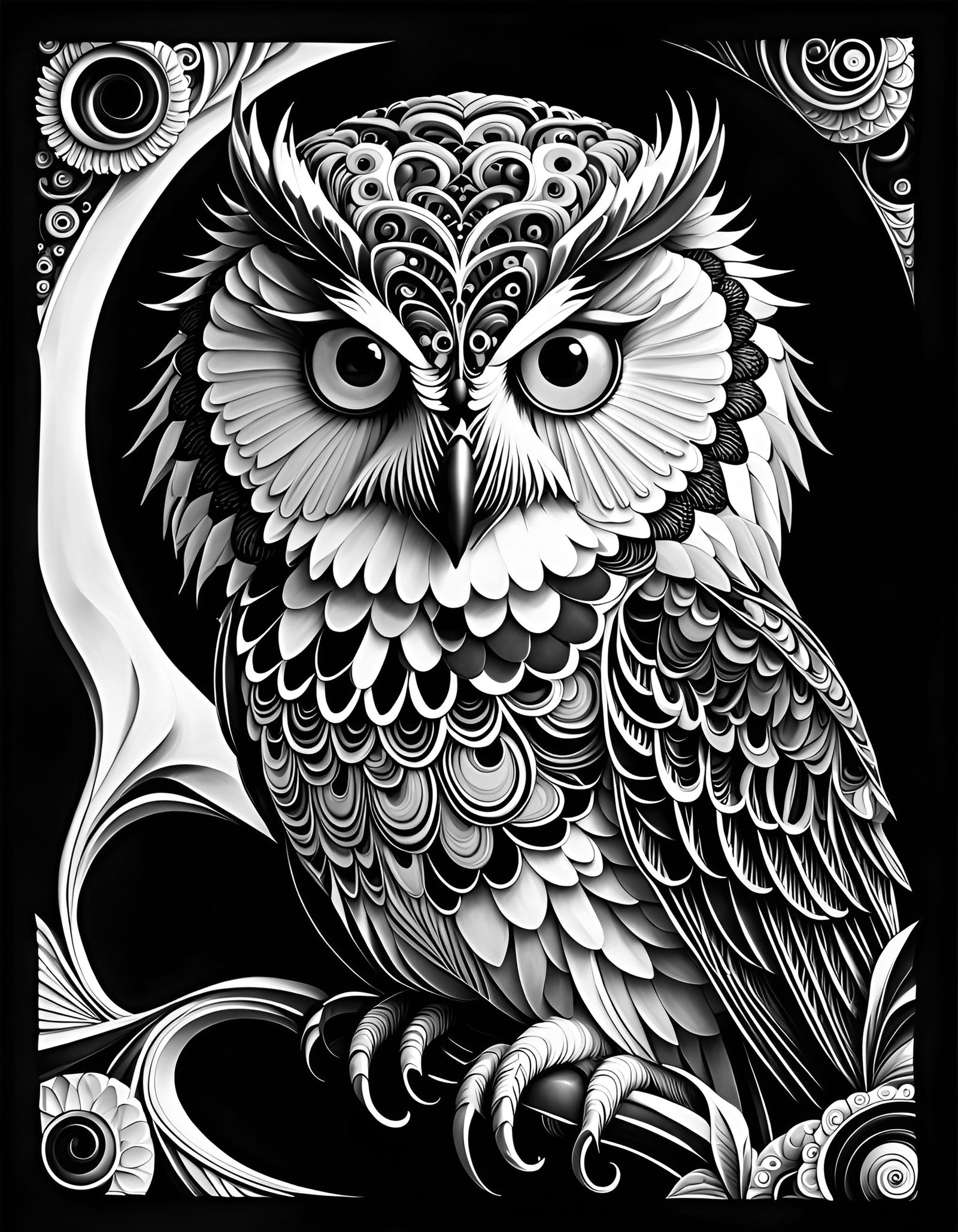 Splash art black and white Geometric zentangle expressionist...