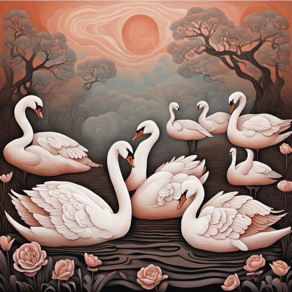 Abstract Surrealism Painting of a Rose in Fog