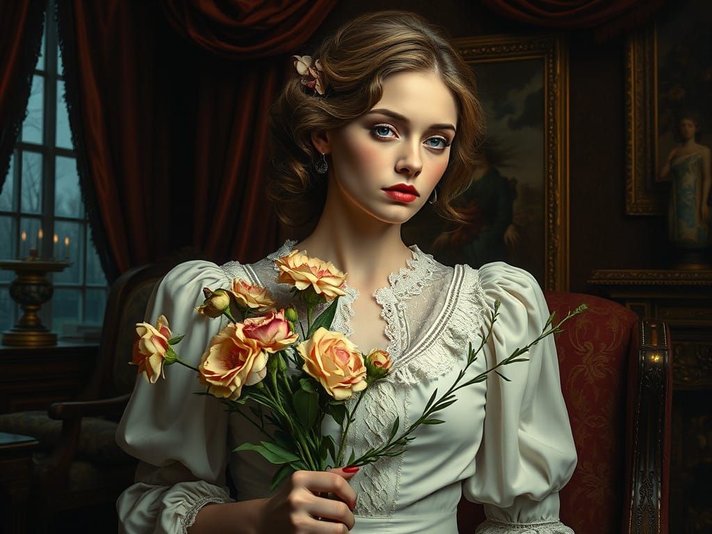 Ethereal Baroque Muse in Hyper-Realistic Style